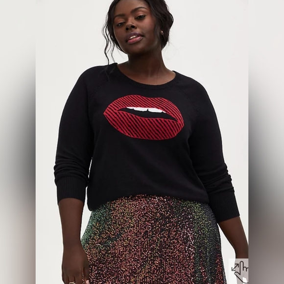 TORRID Lips Kiss Black Cotton Sweater! 💋 - Picture 3 of 8